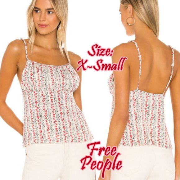 Free People Donna Printed Satin Cami - Ivory Combo - - Picture 1 of 10
